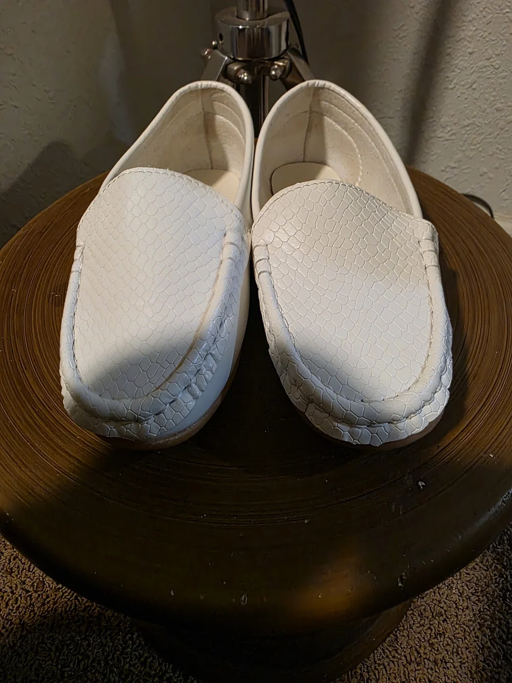 White Slip-On Loafers - Textured Upper
